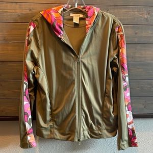 Natalie & Me Green & Pink Zip Hooded Sweatshirt